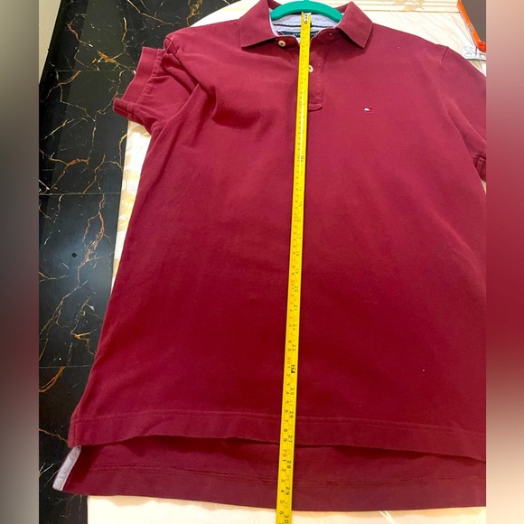 Tommy Hilfiger Polo Shirt Mens M Burgundy Custom Fit Casual Short Sleeve - Picture 5 of 5